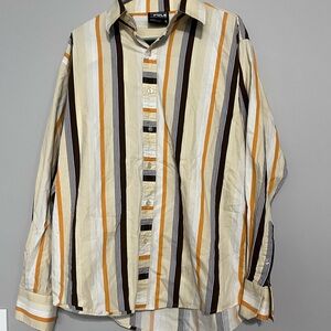 South‎ Pole Cream and Brown Casual Button Down Shirt
